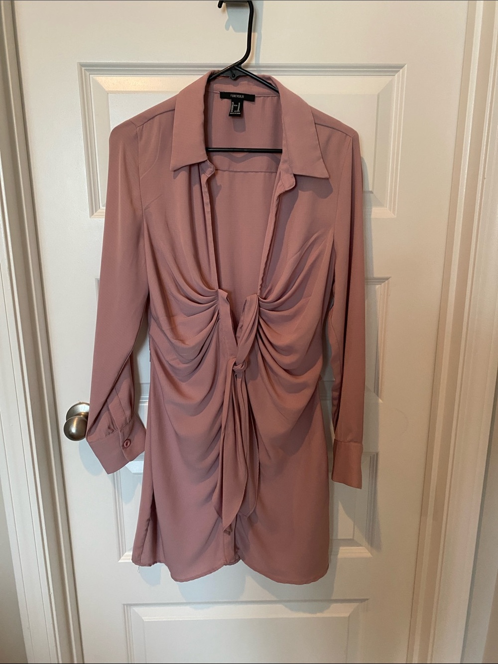 Forever 21 Dusty Rose Tie-Front Long Sleeve Blouse/dress with Tie